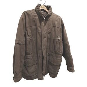 Pelle Studio Mens Brown Leather Full Zip Jacket XL Car Coat Vintage Adventurer